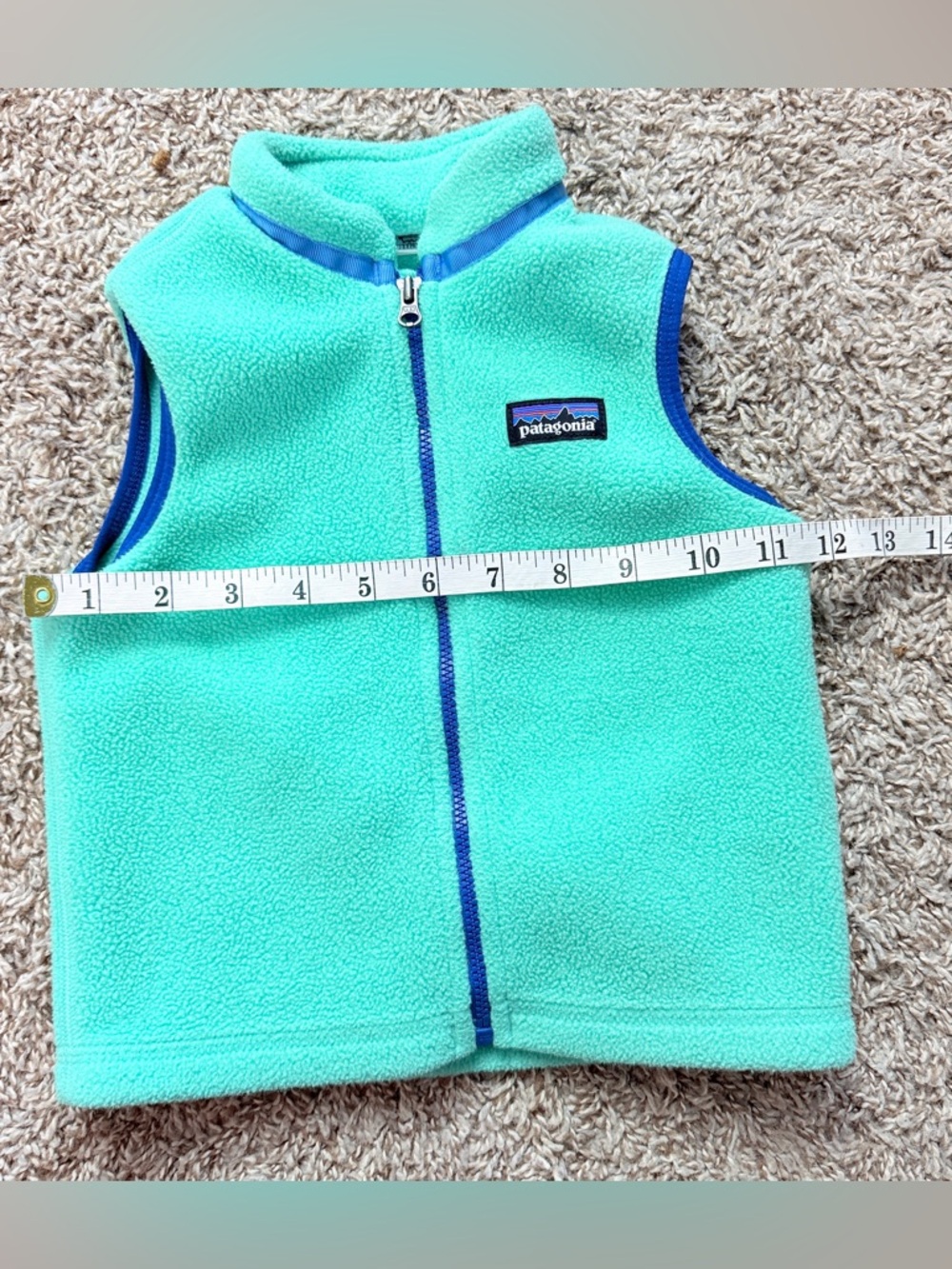 Patagonia Kids Green & Blue Fleece Vest with Royal Blue Trim - Picture 4 of 6